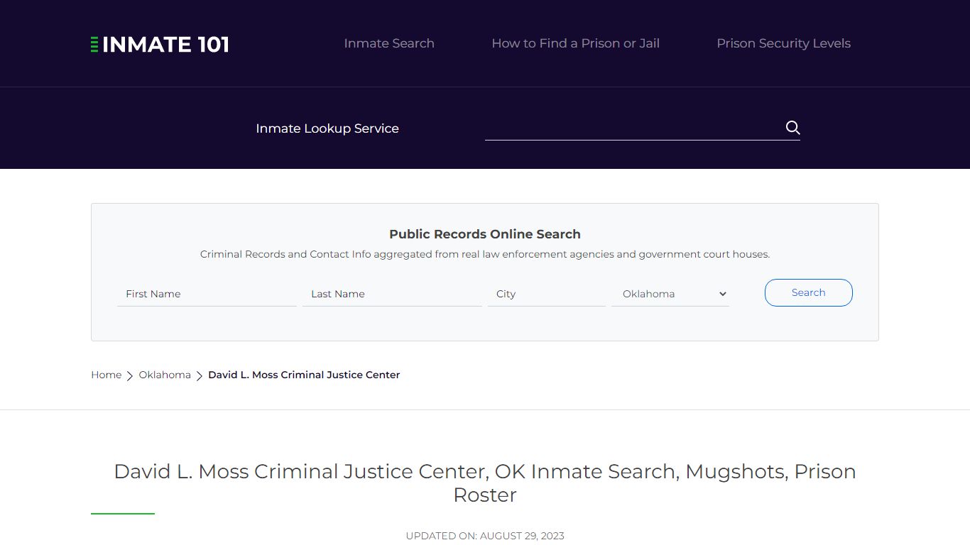 David L. Moss Criminal Justice Center, OK Inmate Search, Mugshots ...